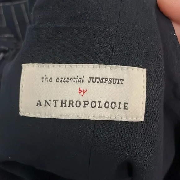 Anthropologie The Essentials Navy Blue Pinstriped Jumpsuit Size 4 - Picture 11 of 12